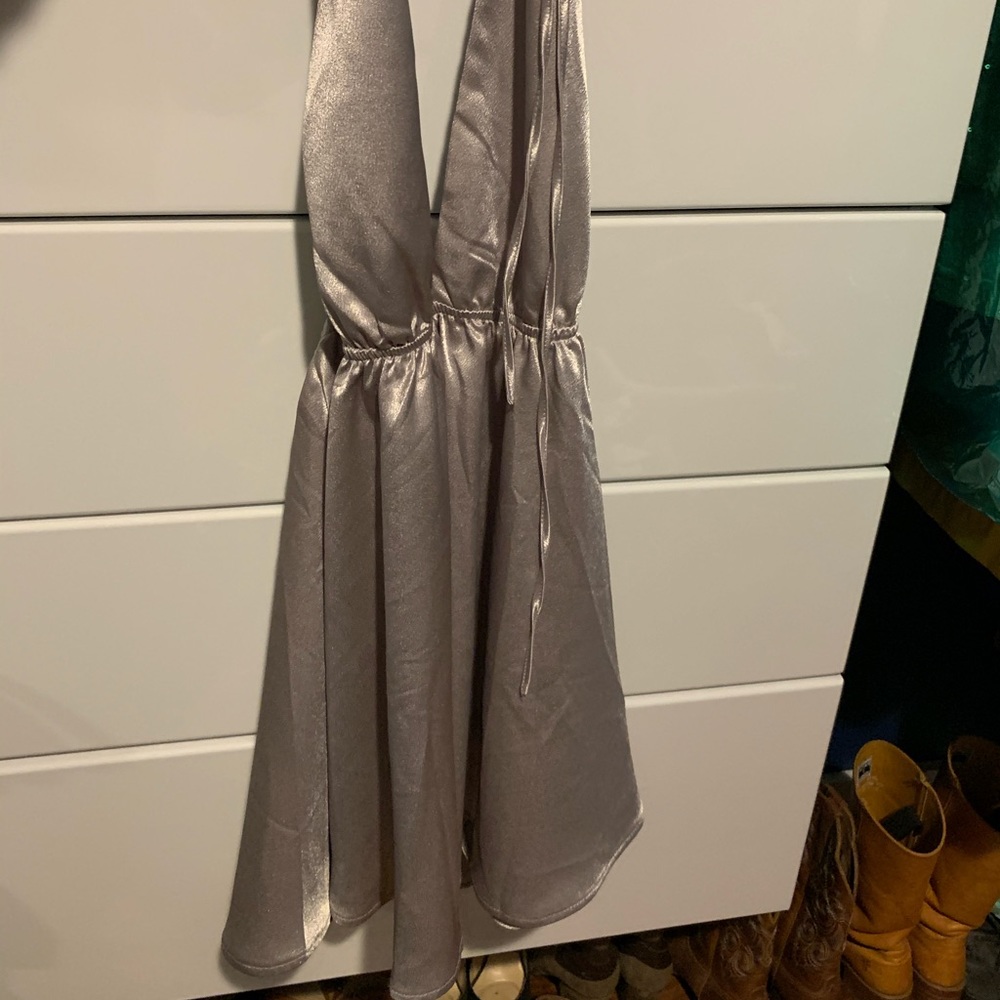Selfie Leslie Silver Backless Dress